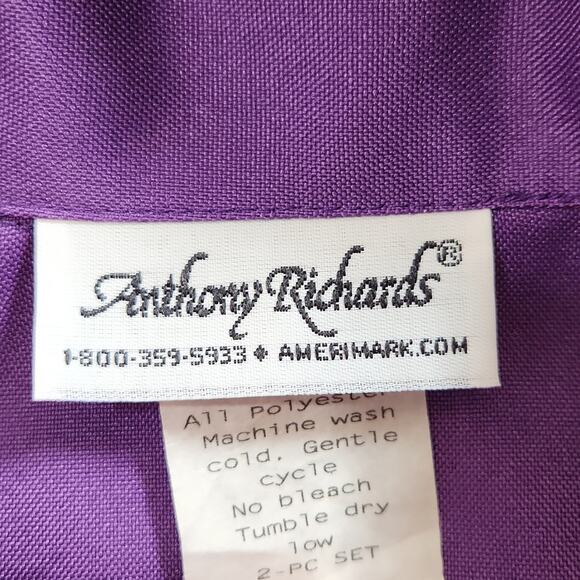 Vintage Anthony Richards Womens Purple Blazer Jacket Size LG Ruffle Button Front - Picture 7 of 9